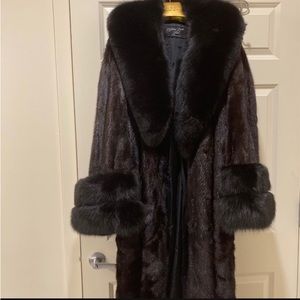 Nathan Levin Mink Coat with Fox Collar and Cuffs